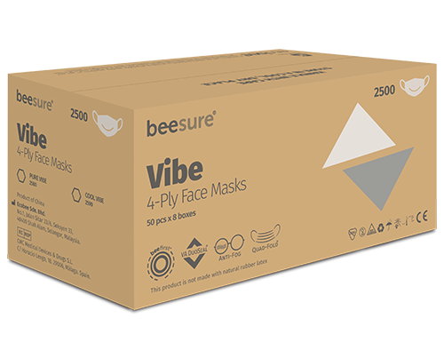 BeeSure BE2590  Cool Grey Vibe Face Mask, Grey /Case of 400  ASTM Level 3 Masks